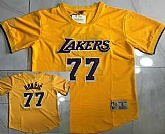 Men's Los Angeles Lakers #77 Luka Doncic Yellow Short Sleeved AU Throwback Jersey,baseball caps,new era cap wholesale,wholesale hats